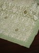 White And Pista Green Thread Embroidered Turban, Dupatta And Mala